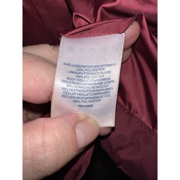 LANDS' END Quilted Feather Down 600 Puffer Vest Size L 14-16 Jacket Top Burgundy - Picture 10 of 12
